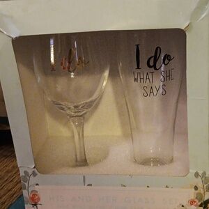 His and Her glass set NIB